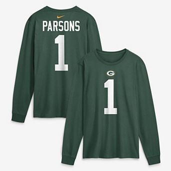 Men's Nike Micah Parsons Green Green Bay Packers Name & Number Long Sleeve T-Shirt