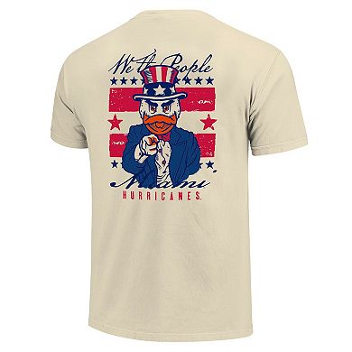 Men's Cream Miami Hurricanes Uncle Sam Mascot T-Shirt
