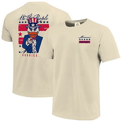 Men's Cream Miami Hurricanes Uncle Sam Mascot T-Shirt