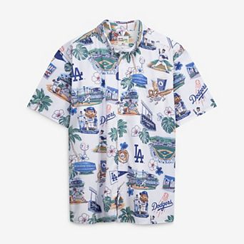 Men's Reyn Spooner White Los Angeles Dodgers Big & Tall Scenic Performance Tri-Blend Aloha Button-Down Shirt