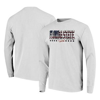 Men's White Florida State Seminoles Tall Type Flag Long Sleeve T-Shirt