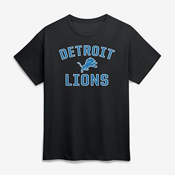 Men's Logo Athletic Black Detroit Lions Cotton Victory Arch T-Shirt