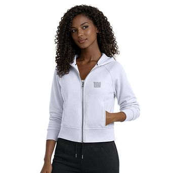 Women's Starter Blue New York Giants Cropped Pastels Full-Zip Hoodie