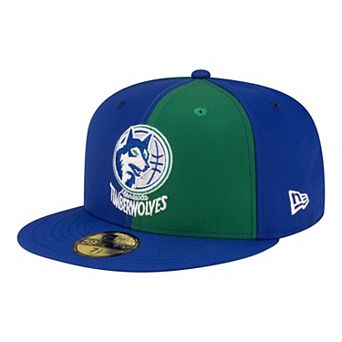 Men's New Era Green/Blue Minnesota Timberwolves 80s Throwback Pinwheel 59FIFTY Fitted Hat