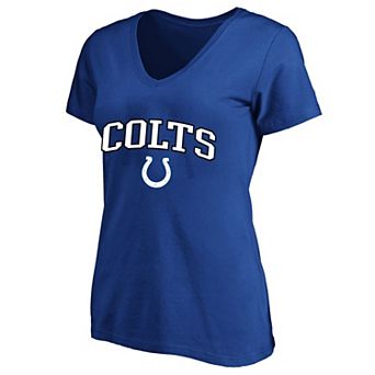 Women's Fanatics Royal Indianapolis Colts Plus Size Arch Over Logo V-Neck T-Shirt