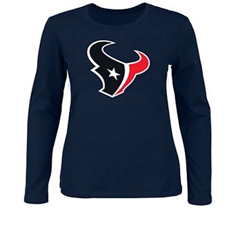 Women's Fanatics Navy Houston Texans Plus Size Primary Logo Long Sleeve T-Shirt