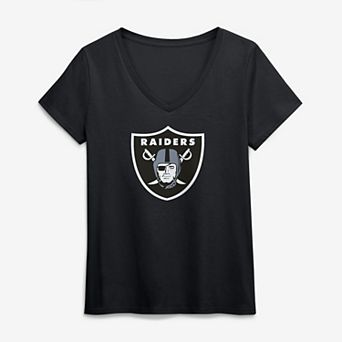 Women's Logo Athletic Black Las Vegas Raiders Primary Logo V-Neck T-Shirt