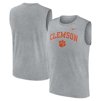 Men's Nike Heather Gray Clemson Tigers Primetime Legend Arch Dri-FIT Muscle Tank Top