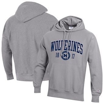 Men's Champion Heather Gray Michigan Wolverines Established Reverse Weave Hoodie