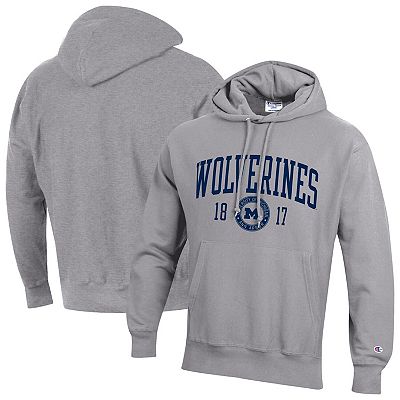 Men's Champion Gray Michigan Wolverines Established Reverse Weave