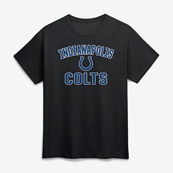 Men's Logo Athletic Black Indianapolis Colts Cotton Victory Arch T-Shirt