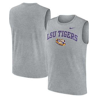 Men's Nike Heather Gray LSU Tigers Primetime Legend Arch Dri-FIT Muscle Tank Top