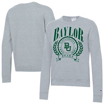 Women's Champion Heather Gray Baylor Bears Academic Crest Powerblend Crewneck Sweatshirt