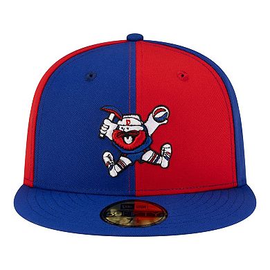 Men's New Era Red/Royal Denver Nuggets 80s Throwback Pinwheel 59FIFTY Fitted Hat