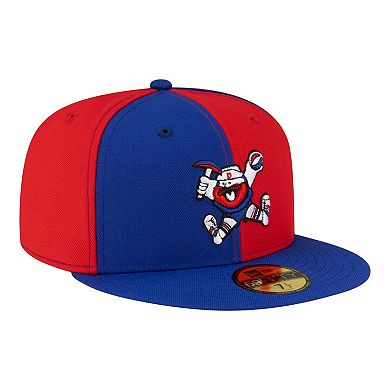 Men's New Era Red/Royal Denver Nuggets 80s Throwback Pinwheel 59FIFTY Fitted Hat