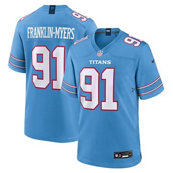 Men's Nike John Franklin-Myers Light Blue Tennessee Titans Team Game Jersey