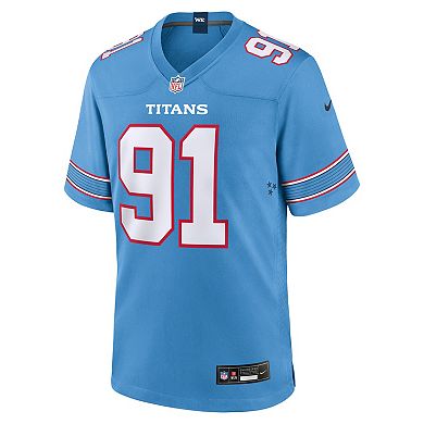 Men's Nike John Franklin-Myers Light Blue Tennessee Titans Team Game Jersey