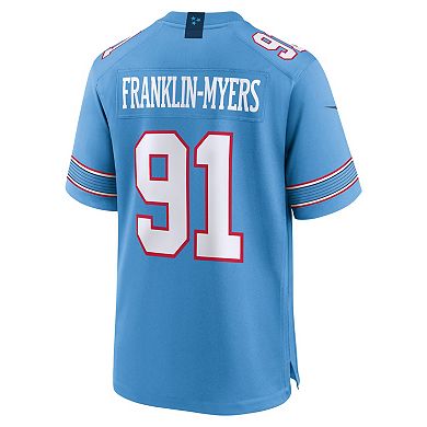 Men's Nike John Franklin-Myers Light Blue Tennessee Titans Team Game Jersey