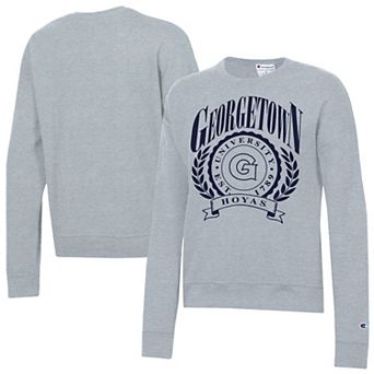 Women's Champion Heather Gray Georgetown Hoyas Academic Crest Powerblend Crewneck Sweatshirt