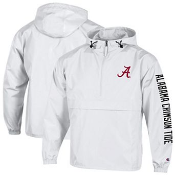 Men's Champion White Alabama Crimson Tide Cloud Packable Half-Zip Hooded Jacket