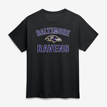 Men's Logo Athletic Black Baltimore Ravens Cotton Victory Arch T-Shirt