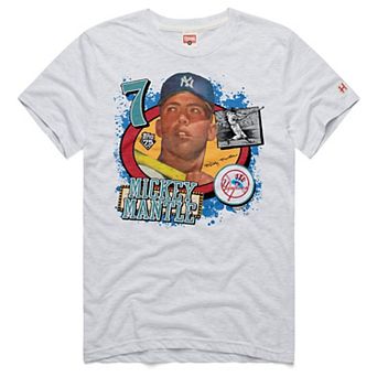 Men's Homage Mickey Mantle Ash New York Yankees Topps 75 Remix Graphic T-Shirt