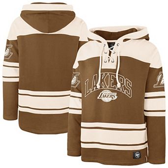 Men's '47 Brown/Cream Los Angeles Lakers Dark Fire Superior Lacer Hoodie