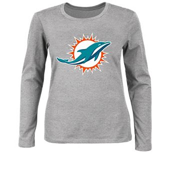 Women's Fanatics Heather Gray Miami Dolphins Plus Size Primary Logo Long Sleeve T-Shirt