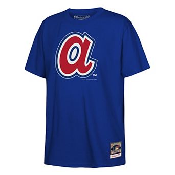 Youth Mitchell & Ness Royal Atlanta Braves Retro Logo T-Shirt