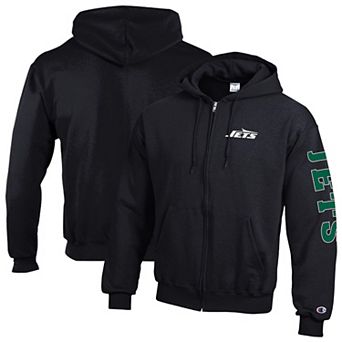 Men's Champion Black New York Jets Powerblend Fleece Full-Zip Hoodie
