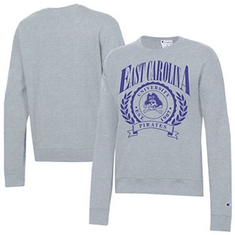 Women's Champion Heather Gray ECU Pirates Academic Crest Powerblend Crewneck Sweatshirt