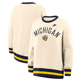 Women's Nike Natural Michigan Wolverines Oversized Legacy Pullover Crew