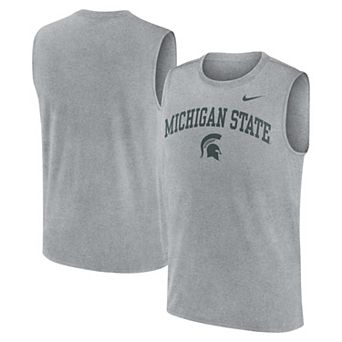 Men's Nike Heather Gray Michigan State Spartans Primetime Legend Arch Dri-FIT Muscle Tank Top