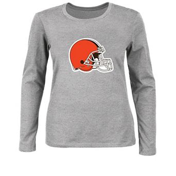 Women's Fanatics Heather Gray Cleveland Browns Plus Size Primary Logo Long Sleeve T-Shirt