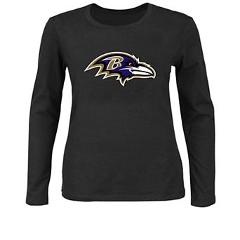Women's Fanatics Black Baltimore Ravens Plus Size Primary Logo Long Sleeve T-Shirt