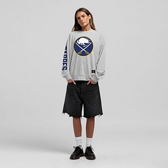 Women's Mitchell & Ness Heather Gray Buffalo Sabres Core 3-Hit Oversized Sweatshirt