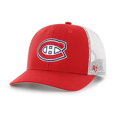 Men's '47 Red/White Montreal Canadiens Logo Trucker Adjustable Hat