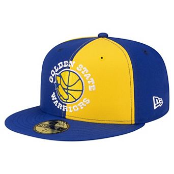 Men's New Era Gold/Royal Golden State Warriors 80s Throwback Pinwheel 59FIFTY Fitted Hat