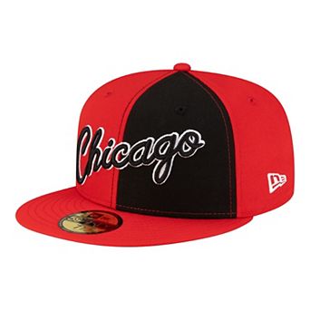 Men's New Era Black/Red Chicago Bulls 80s Throwback Pinwheel 59FIFTY Fitted Hat