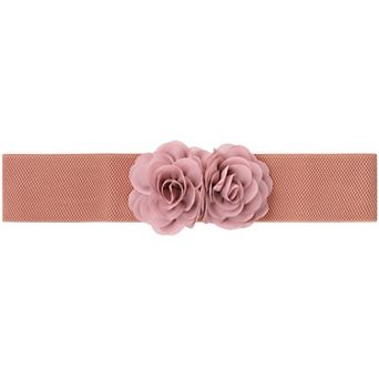 Women's Big Double-Flower Stretchy Belt, Elastic Wide Chunky Waistband Belts for Dress