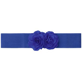 Women's Big Double-Flower Stretchy Belt, Elastic Wide Chunky Waistband Belts for Dress