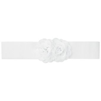 Women's Big Double-Flower Stretchy Belt, Elastic Wide Chunky Waistband Belts for Dress