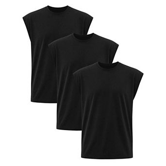 3 Packs Men's Workout Tank Top Loose Fit Muscle Gym Casual Summer Sleeveless T-Shirts
