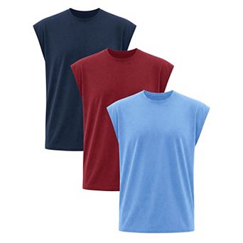 3 Packs Men's Workout Tank Top Loose Fit Muscle Gym Casual Summer Sleeveless T-Shirts