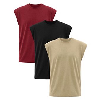 3 Packs Men's Workout Tank Top Loose Fit Muscle Gym Casual Summer Sleeveless T-Shirts