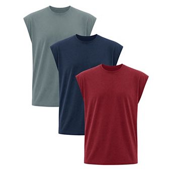 3 Packs Men's Workout Tank Top Loose Fit Muscle Gym Casual Summer Sleeveless T-Shirts