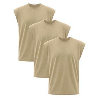 3 Packs Men's Workout Tank Top Loose Fit Muscle Gym Casual Summer Sleeveless T-Shirts