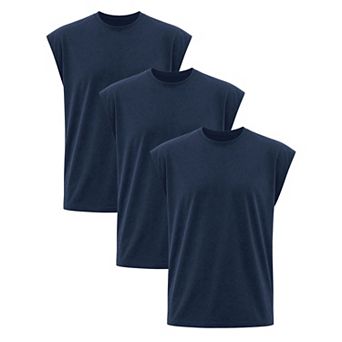 3 Packs Men's Workout Tank Top Loose Fit Muscle Gym Casual Summer Sleeveless T-Shirts