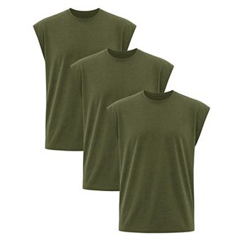 3 Packs Men's Workout Tank Top Loose Fit Muscle Gym Casual Summer Sleeveless T-Shirts