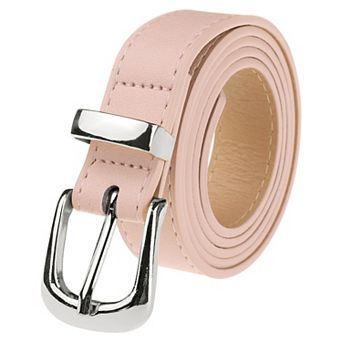 Women's Faux Leather Gold/Silver Buckle Belt, 0.9" Wide Casual Waist Belts for Jeans Pants Dresses